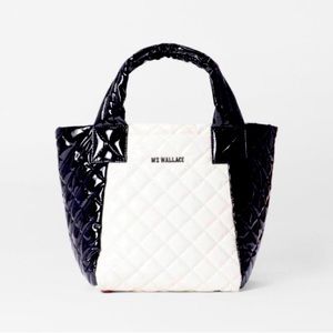 MZ Wallace Mini Metro Tote Deluxe, Black/Snow Lacquer -  NEW WITH TAGS